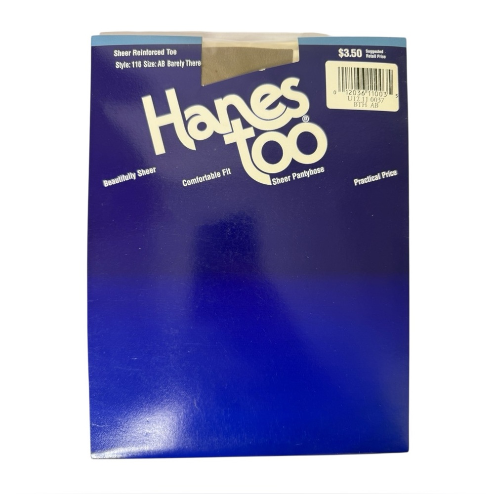 Vintage 1990 Hanes Too Sheer Pantyhose Sz AB Barely There‎ Style 116